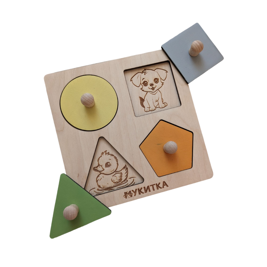 MUKITKA Дървен Пъзел С Геометрични Фигури 26