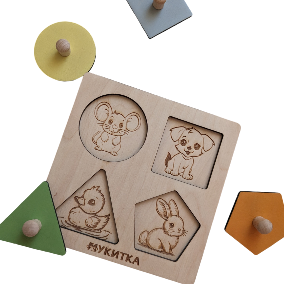 MUKITKA Дървен Пъзел С Геометрични Фигури 26